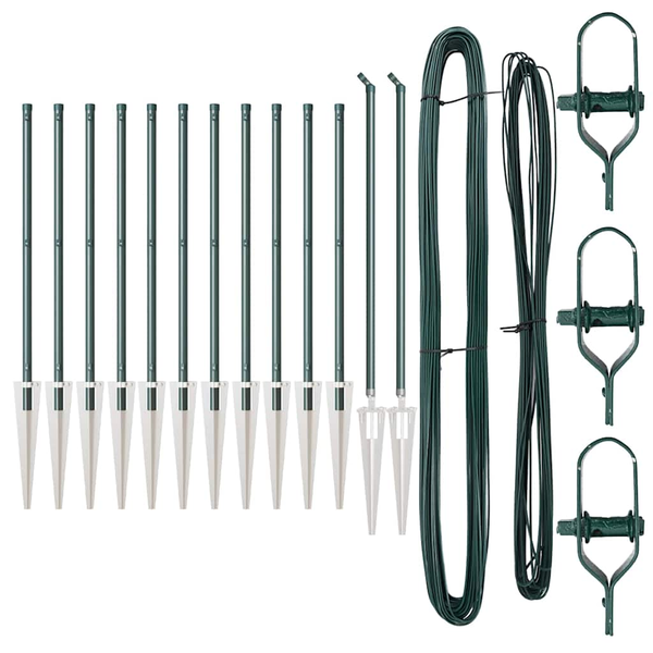 Kerítésoszlopok készlet tüskével 13 pcs Zöld Ø32mm 60 cm
