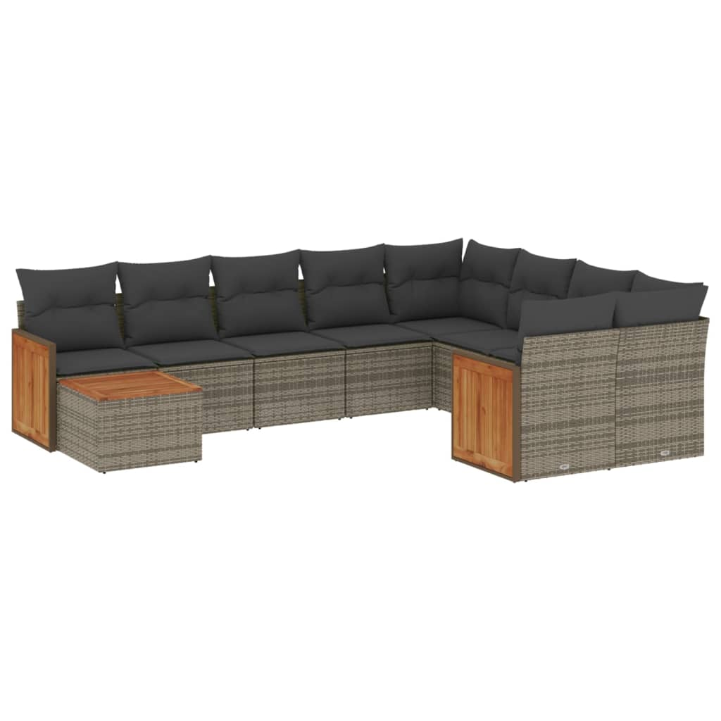 10 részes szürke polyrattan kerti ülőgarnitúra párnákkal (3260401)