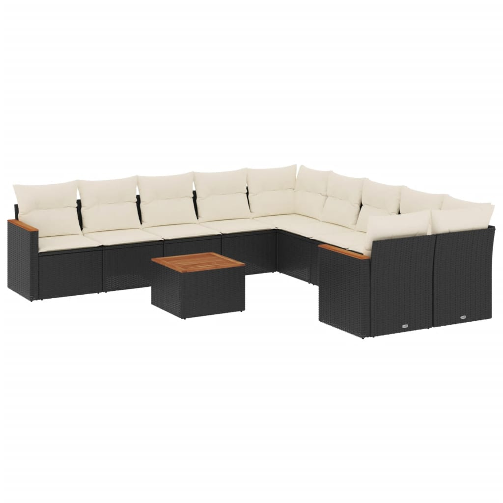 11 részes fekete polyrattan kerti ülőgarnitúra párnákkal (3258759)