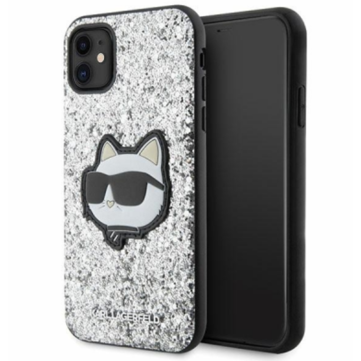 Karl Lagerfeld Choupette Patch Apple iPhone 11/Xr Tok - Ezüst (POK056323)