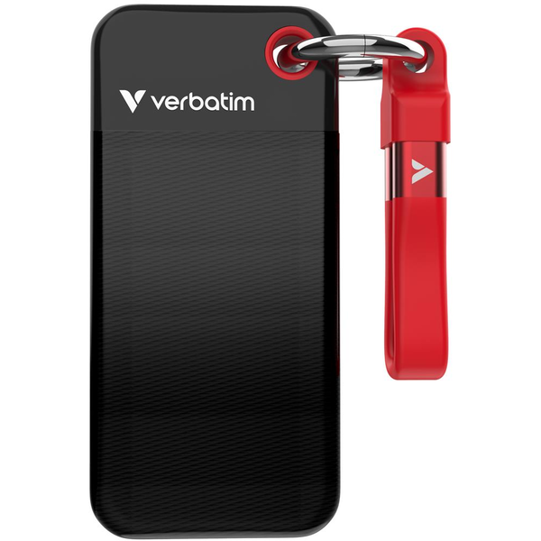 Verbatim Pocket SSD 1 TB USB Type-C 3.2 Gen 2 (3.1 Gen 2) Sort, Rød