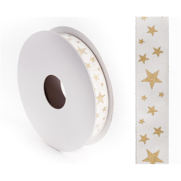 IRIS szalag textil csillagos krém 15mm/10méter (447154)
