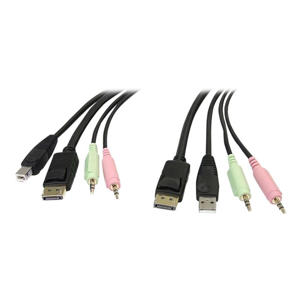 StarTech.com DP4N1USB6 cavo per tastiera, video e mouse Nero 1,829 m
