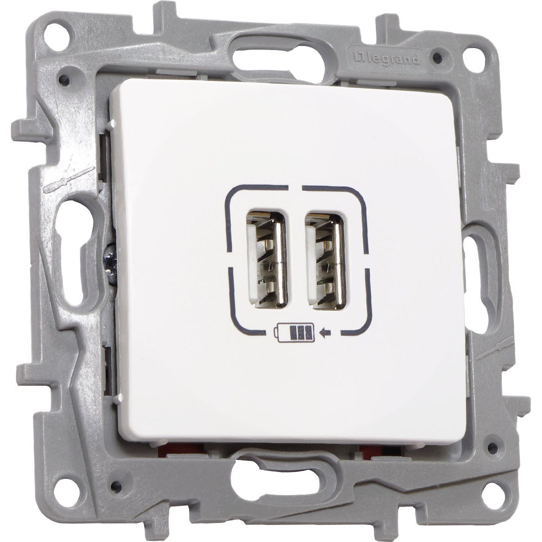 Legrand 764594 Niloé fehér kettős USB töltőaljzat (FL772)