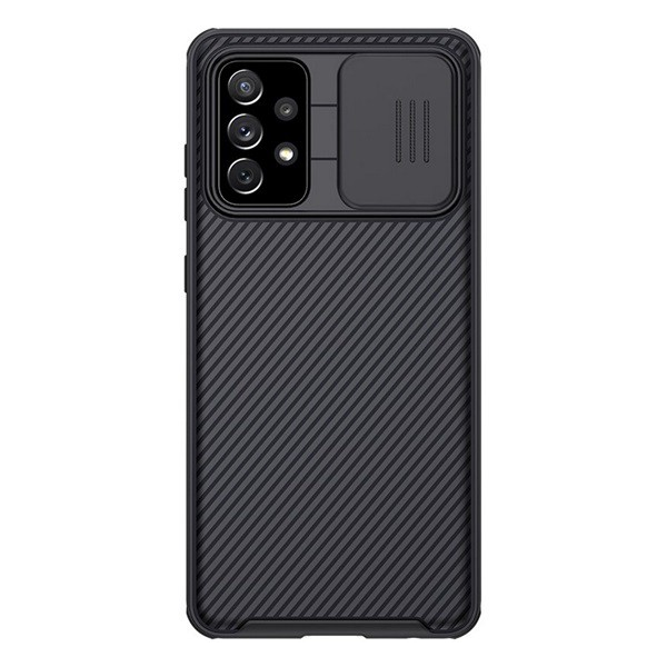 NILLKIN CAMSHIELD PRO műanyag telefonvédő (szilikon keret, közepesen ütésálló, kamera védelem, csíkos minta) FEKETE [Samsung Galaxy A72 5G (SM-A726F)] (5996591062730)