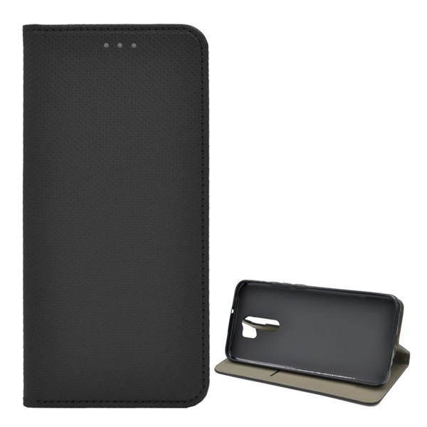 Tok álló, bőr hatású (FLIP, oldalra nyíló, asztali tartó funkció, rombusz minta) FEKETE [Xiaomi Redmi 9] (5996457982561)