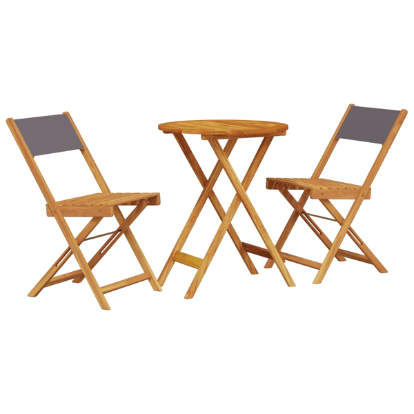 Set mobilier bistro, 3 piese, textil antracit/lemn masiv