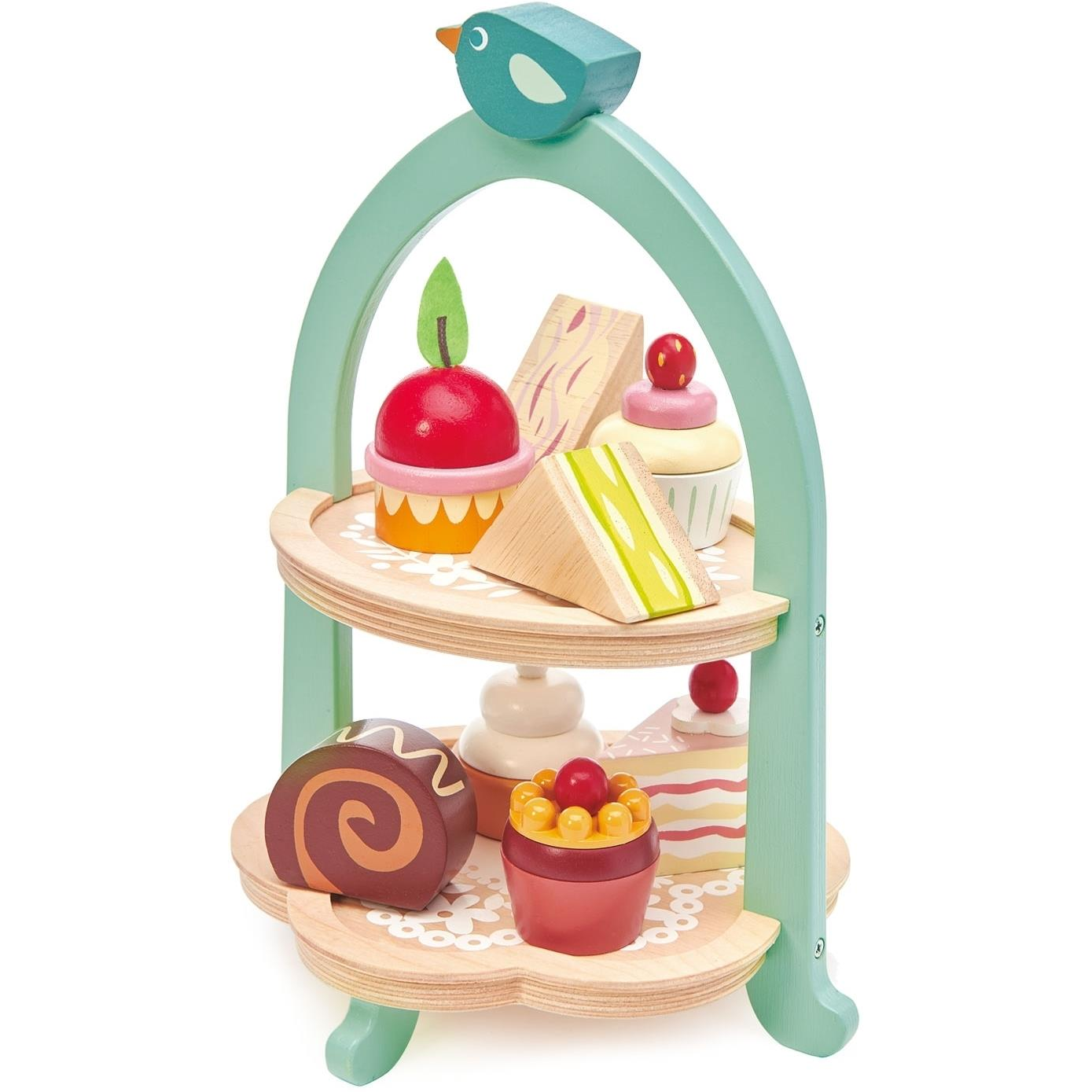 Tender Leaf Wooden Cake Stand Birdie Afternoon Tea Stand (TL8242)