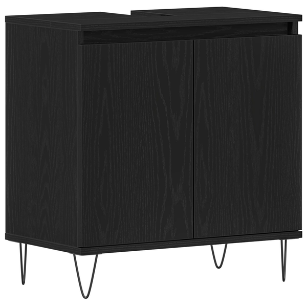 Dulap pentru chiuvetă de baie Stejar Negru 58x33x60 cm Lemn prelucrat