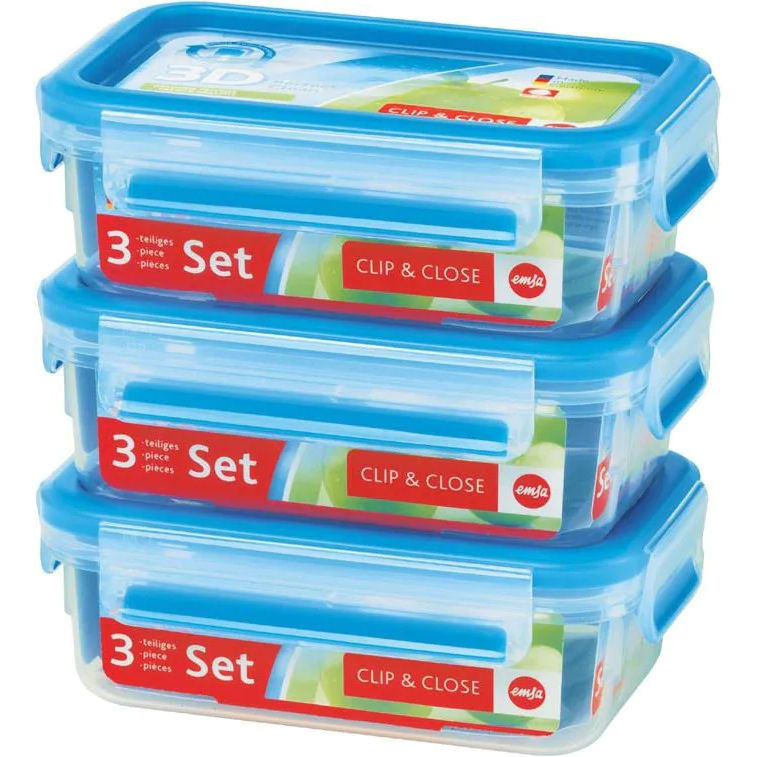 EMSA 508570 élelmiszertároló doboz Téglalap alakú 0,55 L Átlátszó 3 db (508570)