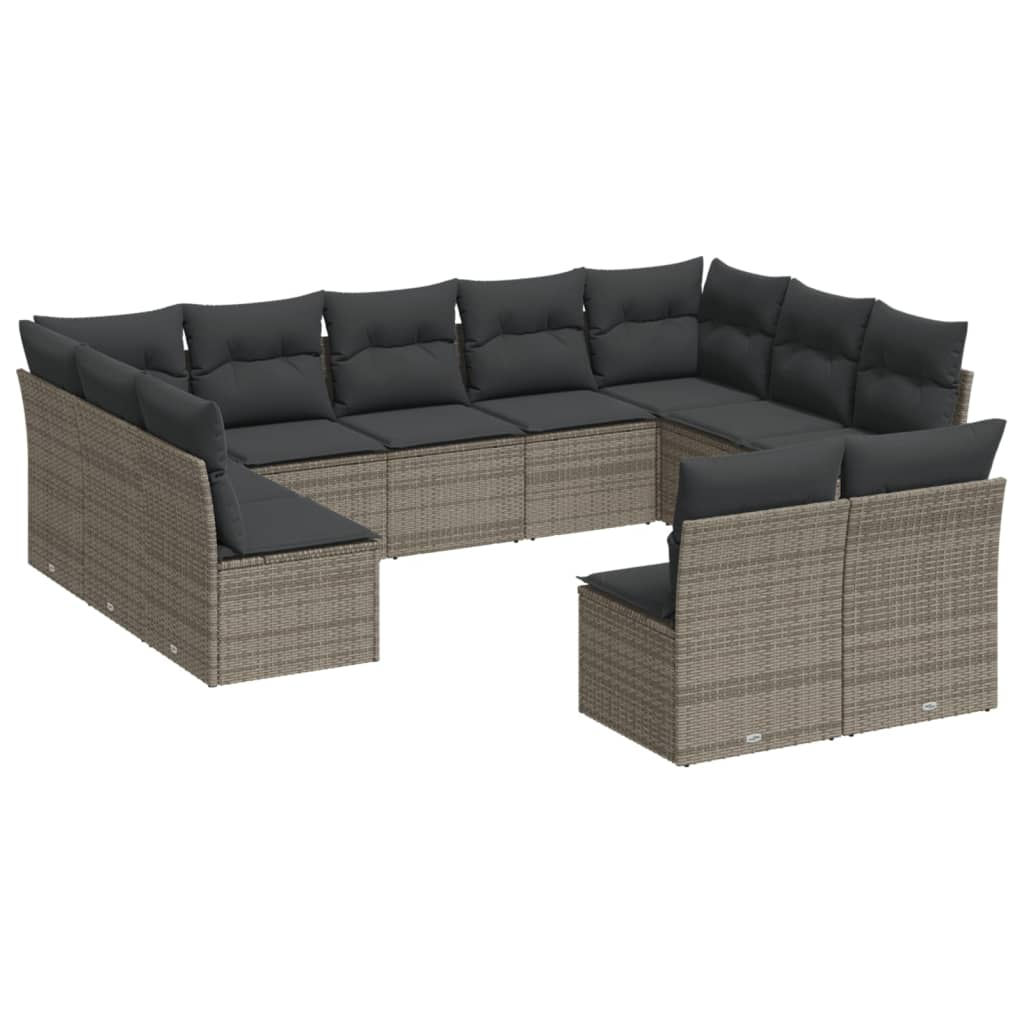 11 részes szürke polyrattan kerti ülőgarnitúra párnákkal (3250189)