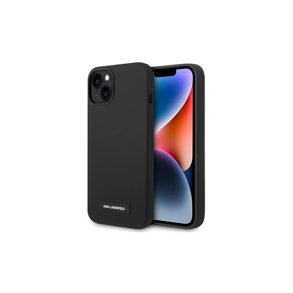 Karl Lagerfeld KLHMP14MSLMP1K iPhone 14 Plus / 15 Plus készülékhez 6,7"-os kemény tok Silicone Plaque Mag fekete