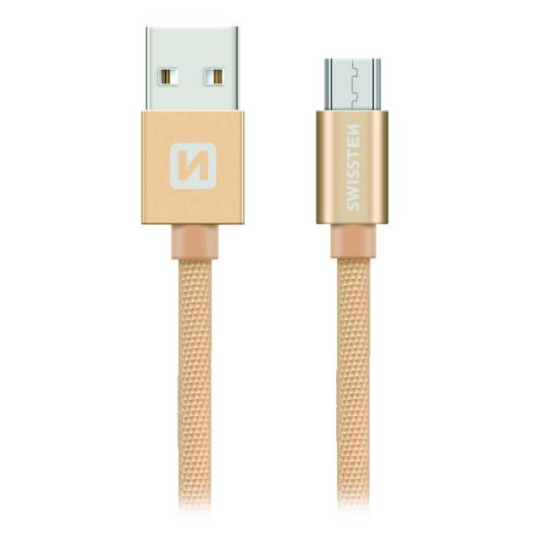 Swissten 71522204 USB-A apa - Micro USB apa Adat- és Töltőkábel 1.2m - Sárga (71522204)