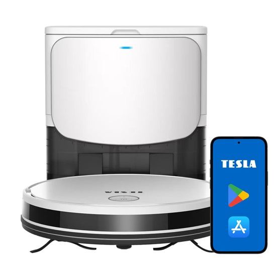 TESLA RoboStar iQ400 Plus Интелигентна прахосмукачка робот с автоматично изпразване на контейнера за прах (бял цвят)