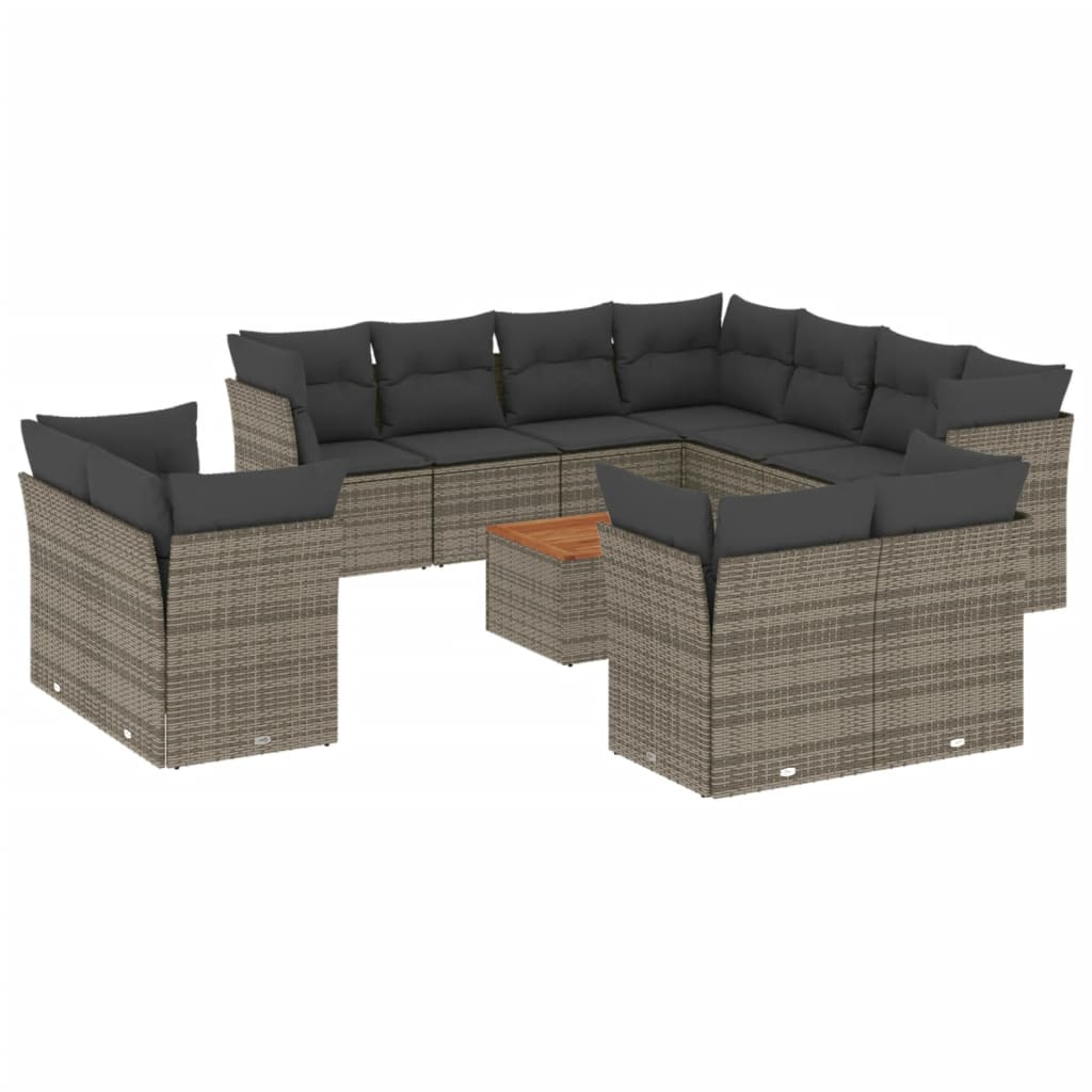 12 részes szürke polyrattan kerti ülőgarnitúra párnákkal (3223946)