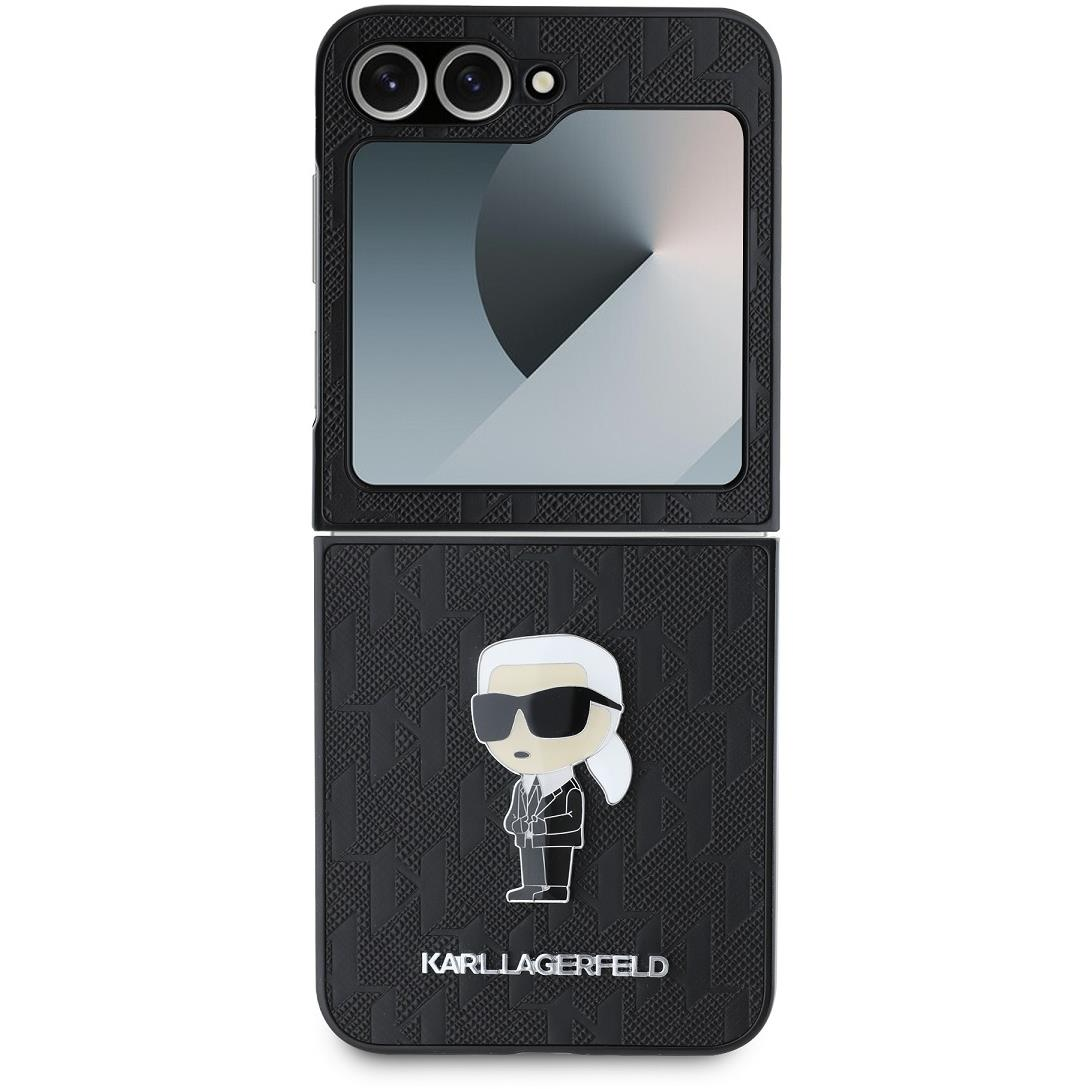 Karl Lagerfeld PU Saffiano Monogram Ikonik Samsung Galaxy Z Flip6 fekete tok (KLHCZF6SAPKINPK)