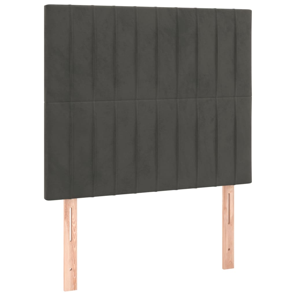 2 db sötétszürke bársony fejtámla 100x5x78/88 cm (3116613)
