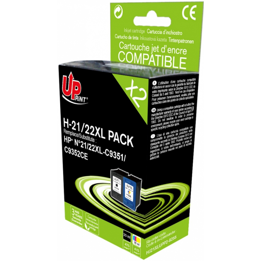 UPrint (HP 21 / 22XL) Tintapatron - Fekete/Tri-Color (H-21/22-PACK-UP)