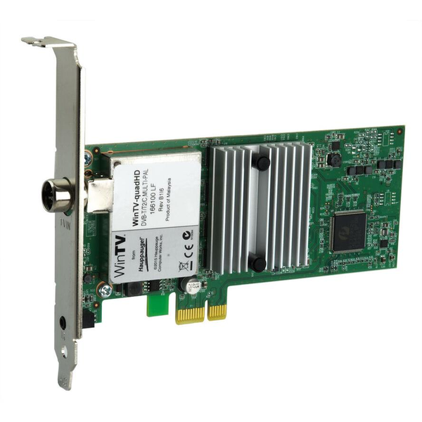 Hauppauge WinTV-quadHD DVB-T2 (antenna), DVB-T (antenna), DVB-C (kábel) PCIe x1-kártya Távirányítóval Tunerek száma: 4