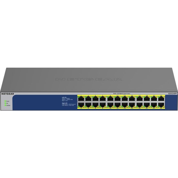 NETGEAR GS524PP Неуправляем Gigabit Ethernet (10/100/1000) Захранване по Ethernet (PoE) Сив