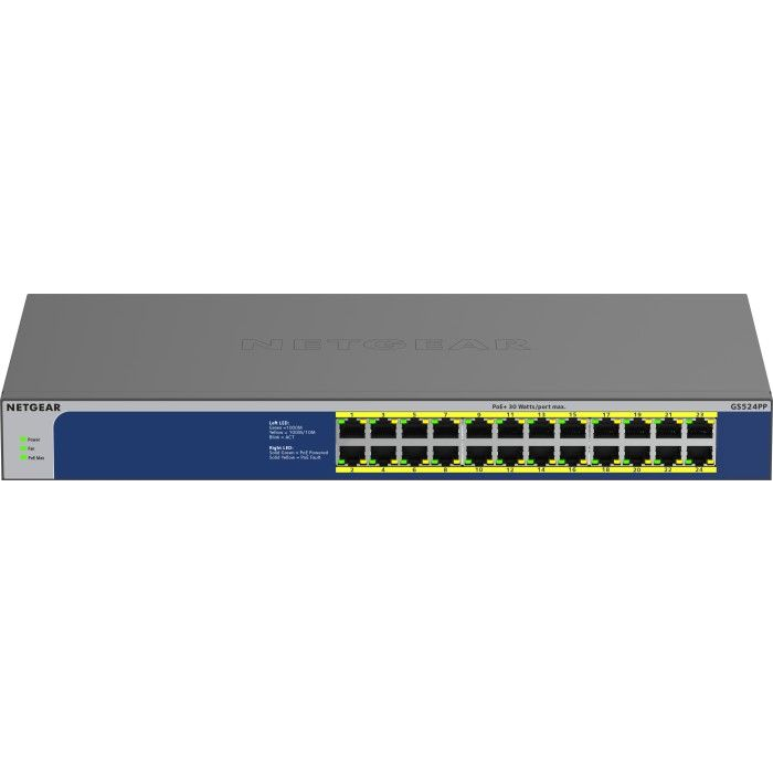 NETGEAR GS524PP Nespravované Gigabit Ethernet (10/100/1000) Podpora napájania cez Ethernet (PoE) Šedá (GS524PP-100EUS)