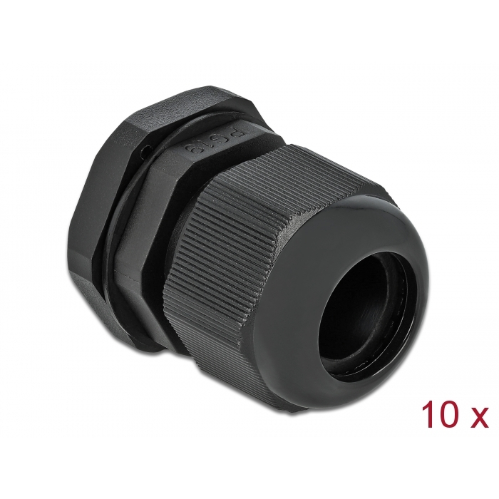Delock PG19 tömszelence 10 db. fekete (60220) (60220)