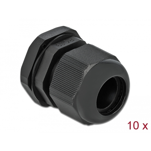 Delock PG19 tömszelence 10 db. fekete (60220)