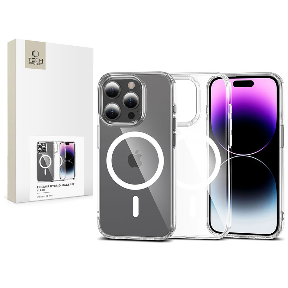 Tech-Protect FlexAir Hybrid MagSafe szilikon tok - Apple iPhone 15 Pro - átlátszó (TP936610)