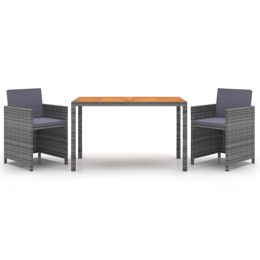 3 részes szürke polyrattan kerti étkezőgarnitúra párnákkal (3095500)