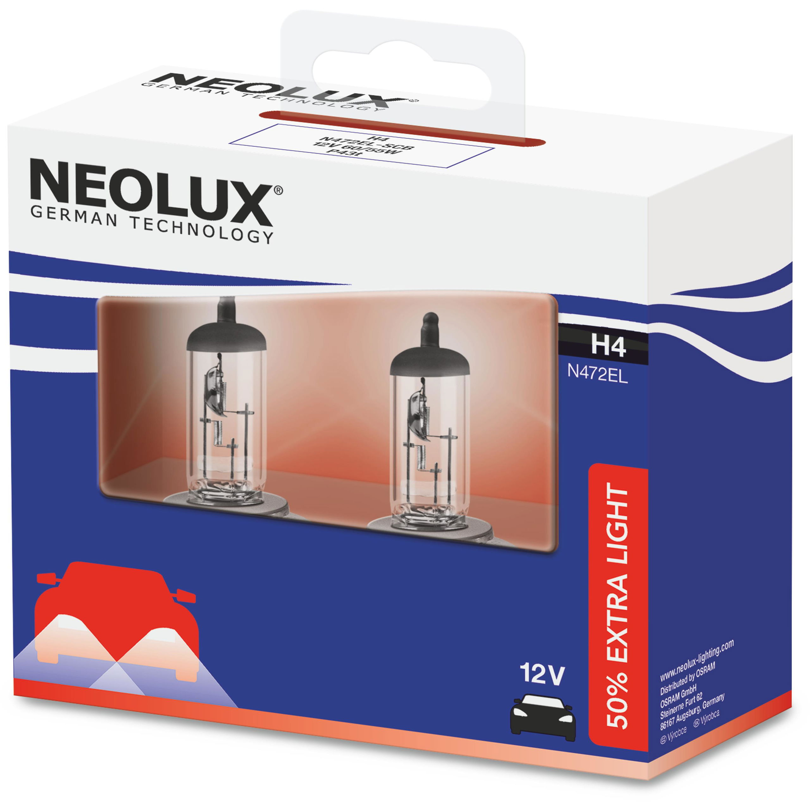 NEOLUX H4 Extra Light +50% 12V, 60/55W (4052899501034)