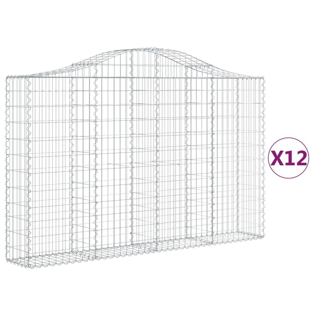 12 db íves horganyzott vas gabion kosár 200x30x120/140 cm (3145461)