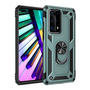 Samsung Galaxy A21 SM-A210F, Пластмасов заден капак, средна устойчивост на удар, силиконова вътрешна част, пръстен за държач за телефон, Defender, зелен (89760)