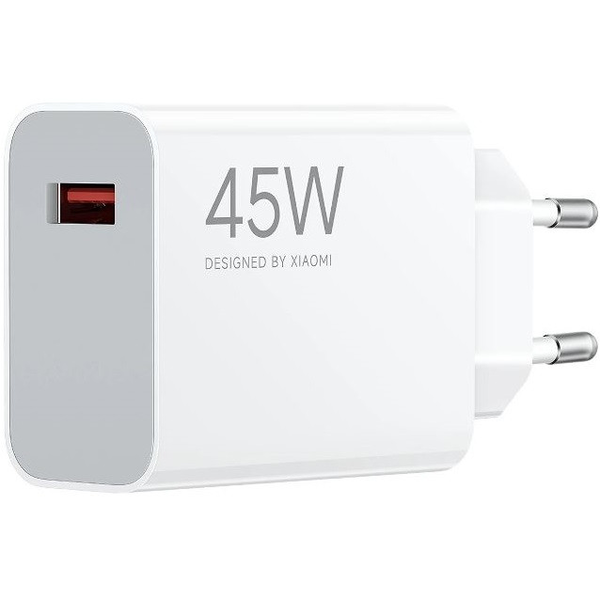 Hálózati töltő adapter, 45W, USB aljzat, gyorstöltés, Xiaomi Turbo Charging, fehér, gyári