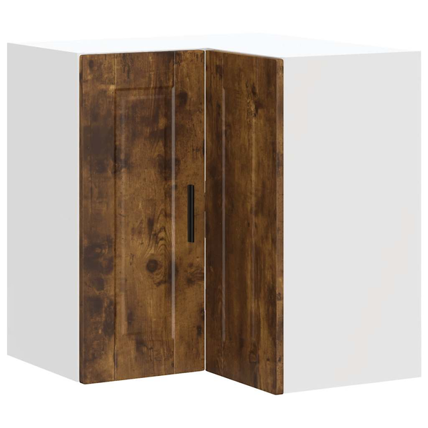 Porto füstös tölgy színű szerelt fa konyhai fali sarokszekrény