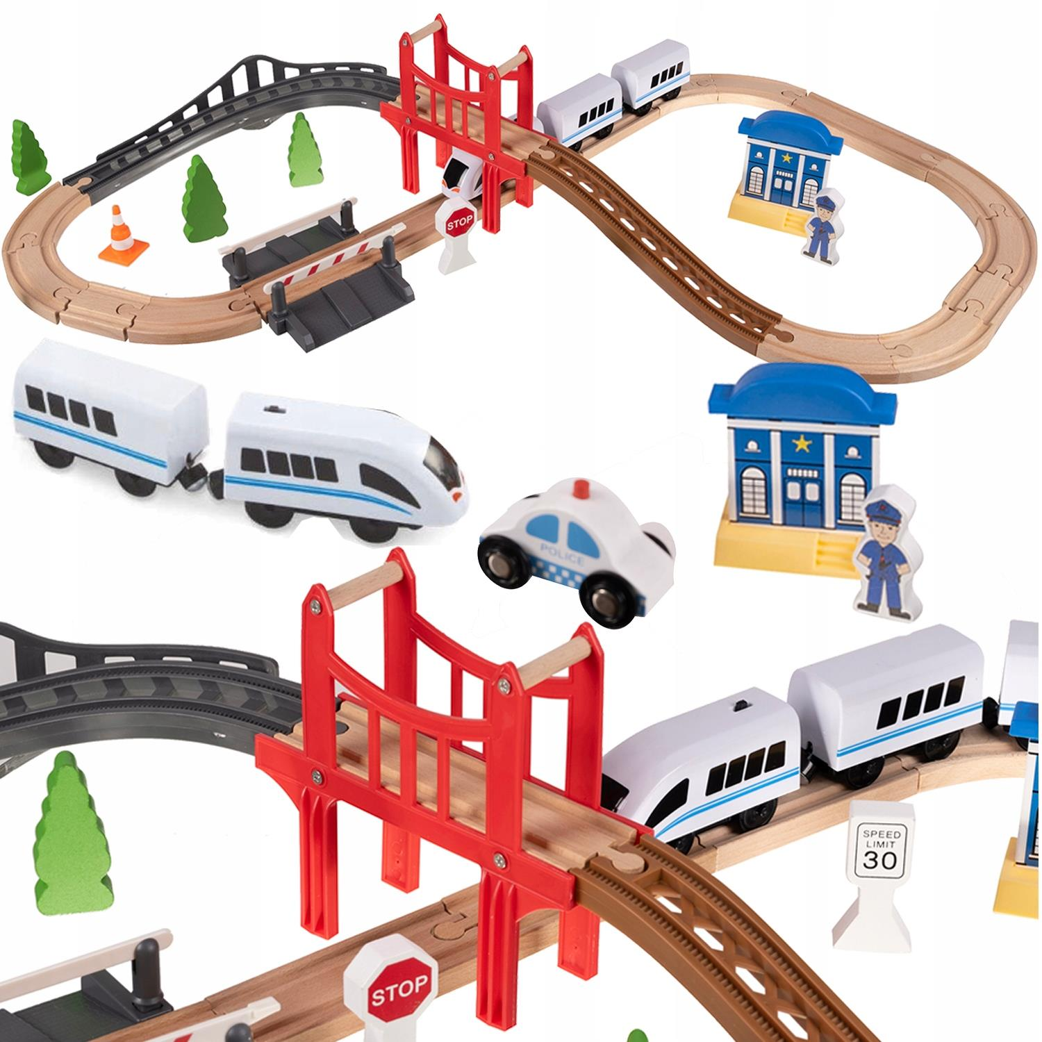 Kruzzel 22646 Battery-operated wooden train track 37 parts, 320 cm (22646)
