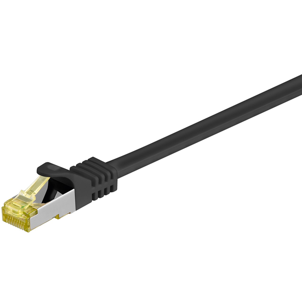 Patchkabel RJ-45 SFTP, mit Cat 7 Rohkabel (schwarz, 3 Meter, 500 MHz)