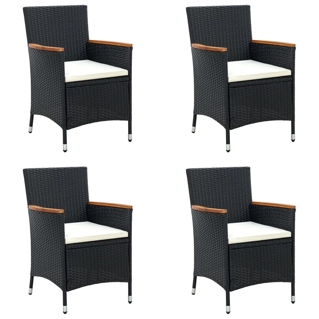 4 db fekete polyrattan kerti étkezőszék (316695)