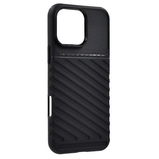 Gigapack Apple iPhone 16 Pro Max csíkos dombormintás szilikon tok fekete (GP-160133) (GP-160133)