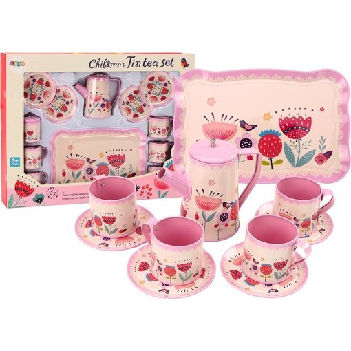 Kávés Teakészlet Csésze Vízforraló Tálca Pink Cafe 12 db. 18111 (18111)