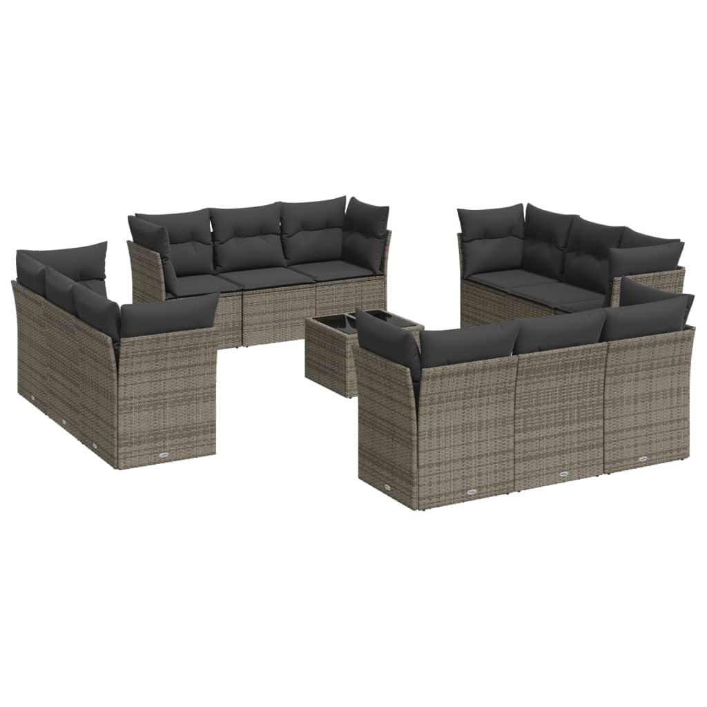 13 részes szürke polyrattan kerti ülőgarnitúra párnákkal (3217340)