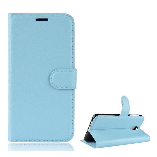 Tok álló, bőr hatású (FLIP, oldalra nyíló, asztali tartó funkció, prémium) VILÁGOSKÉK [Nokia 3.1] (5996457789344)