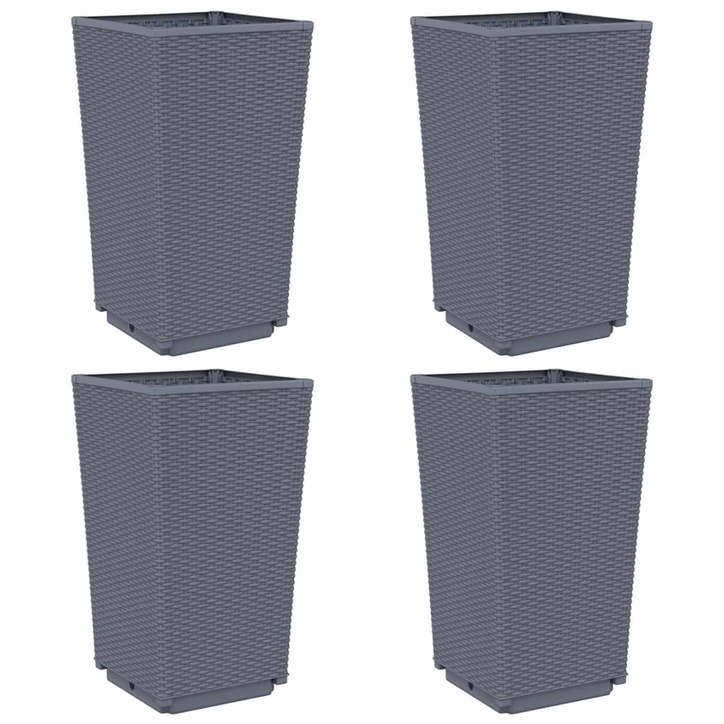 4 db szürke polipropilén kerti ültetőláda 32,5 x 32,5 x 57 cm (367851)