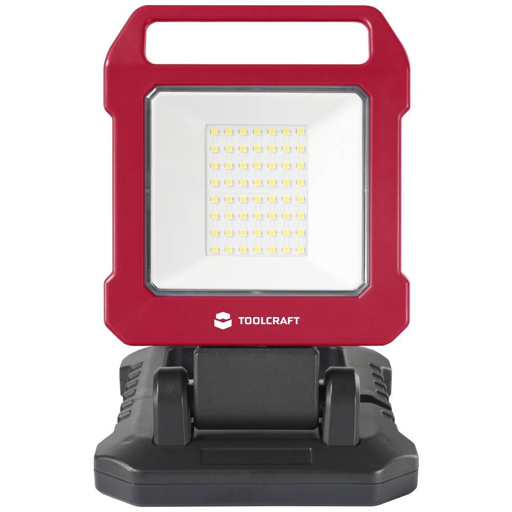 TOOLCRAFT, LED-es munkalámpa, fénysugárzó, 20 W, piros-fekete, TO-7843731 (TO7843731)