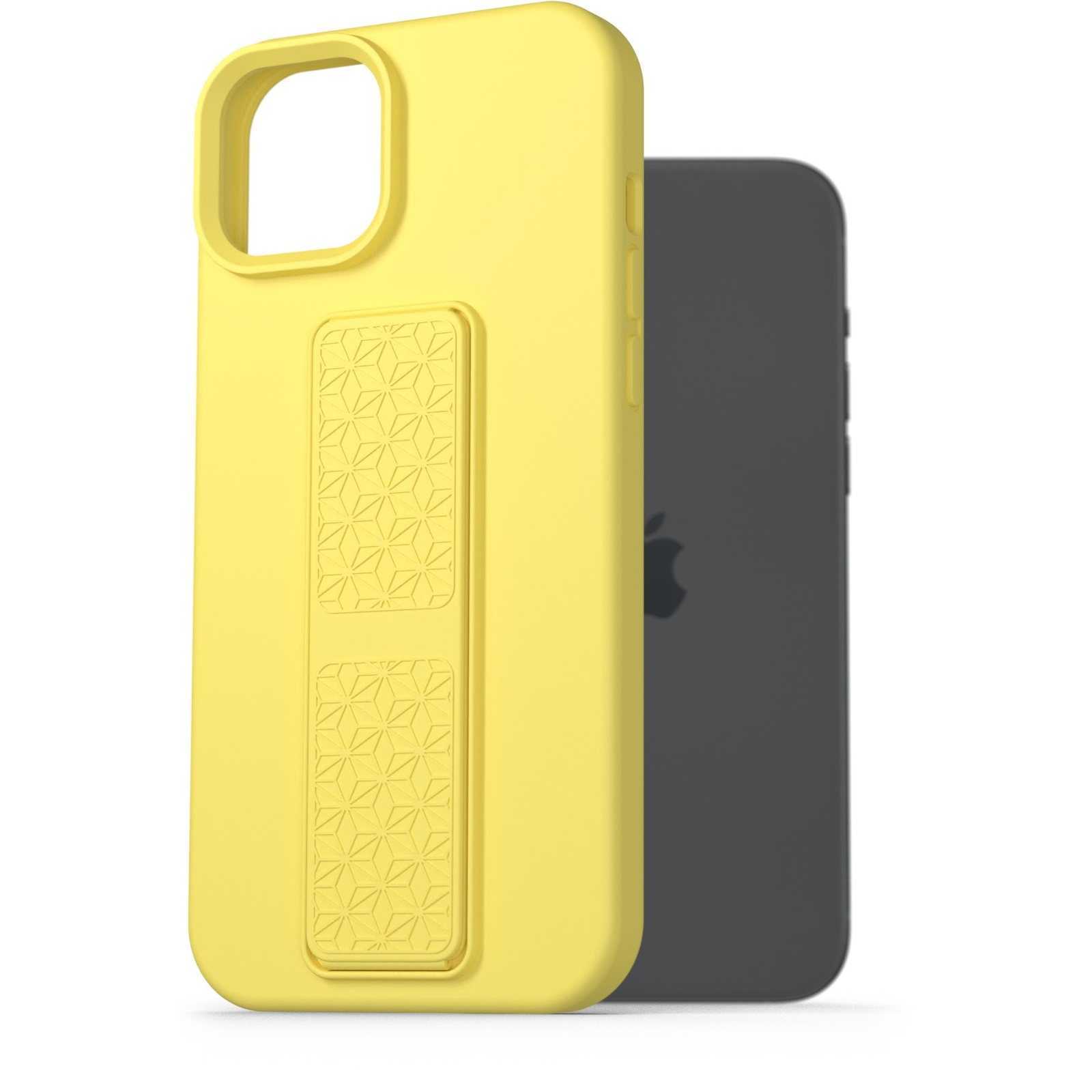 AlzaGuard Liquid Silicone iPhone 15 Plus sárga tok állvánnyal (AGD-PCSS0034Y)