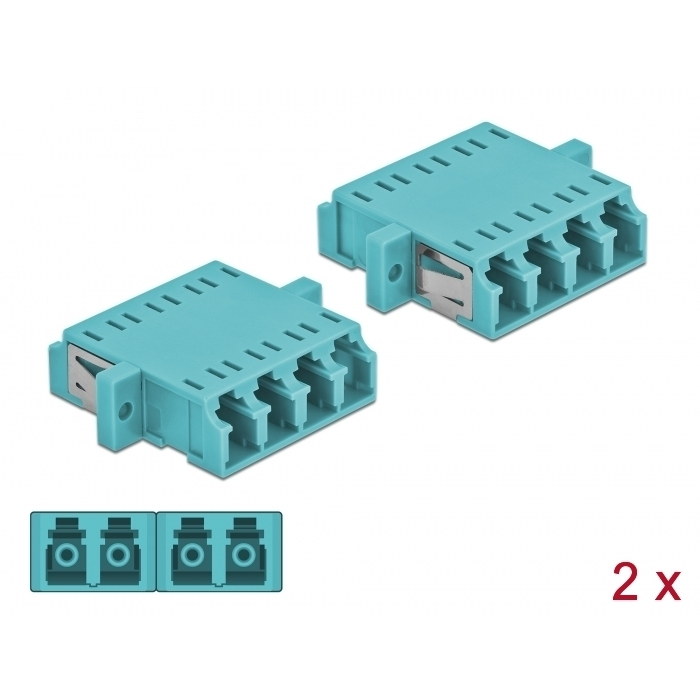 Delock LC optikai szálas csatlakozó Quad anya - LC Quad anya, multimódosú 2 db. Világoskék (86541) (86541)