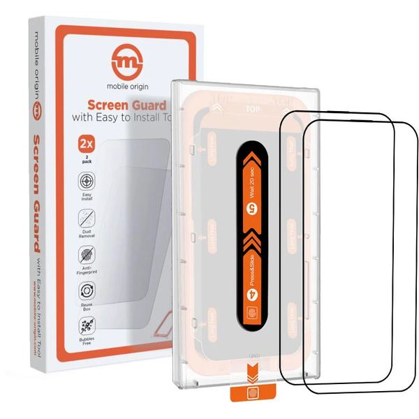 Mobile Origin Orange Screen Guard iPhone 15 se snadným aplikátorem, 2