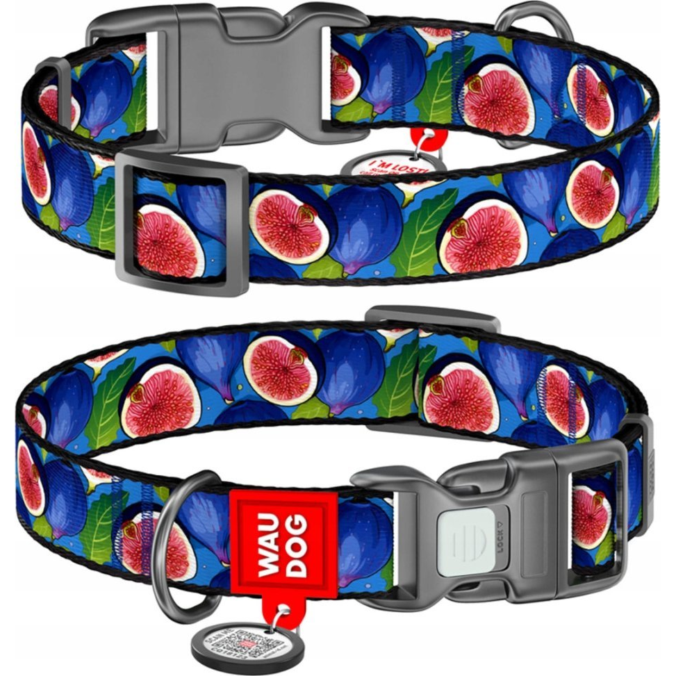 Nylon dog collar with QR code Waudog