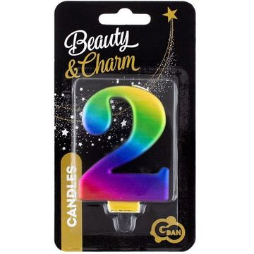 Godan Szivárvány színű születésnapi gyertya, 8 cm - 2 (PF-SCG2) (PF-SCG2)