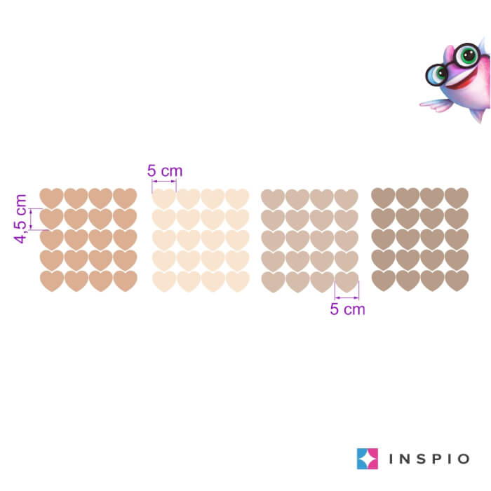 Szivecskék semleges színekben - falmatricák (9540f)