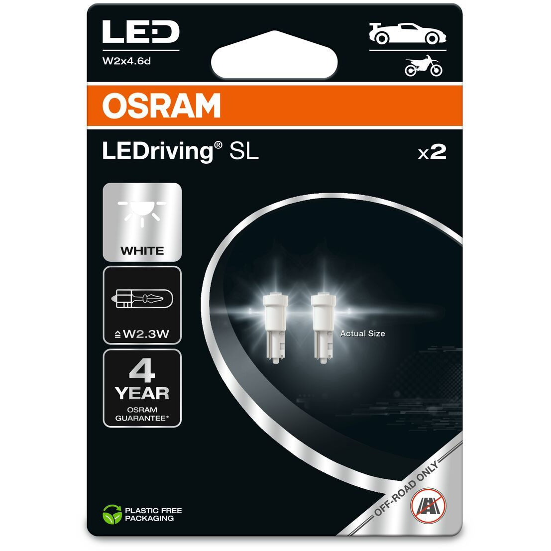 OSRAM LEDriving SL W2, 3W, hideg fehér, 6000 K, két darab a csomagban (2723DWP-2BL)